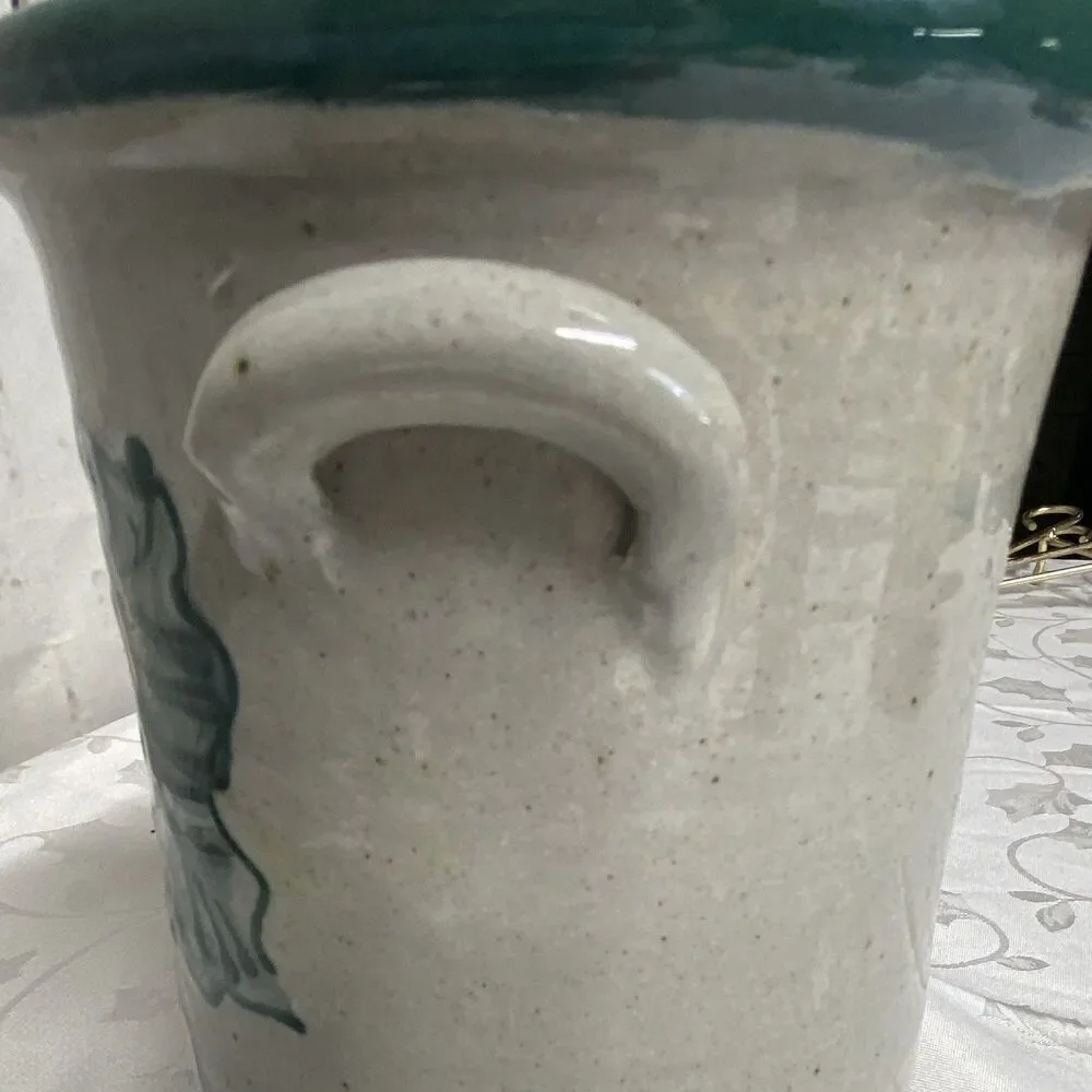 Vintage West Germany Stoneware Crock – Grape & Leaf Design – 9” – Western Stonew